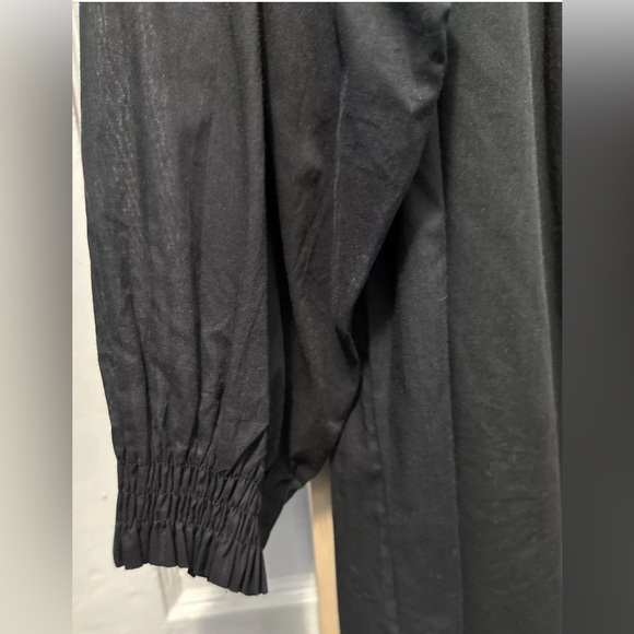 NWT Women Uniqlo Gather 3/4 Sleeve Oversized Tunic Black 100% Cotton Sz Medium - Picture 4 of 5